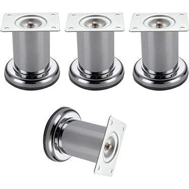 Imagem de TIECHUINIUB Pernas de móveis de cozinha, pernas de armário com altura ajustável, pernas de mesa redonda de aço inoxidável, com parafusos, sofá, cama, mesa, mesa de café, pés de substituição de móveis