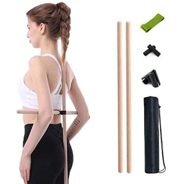 Imagem de Conjunto de 2 peças de bastões de ioga para mulher, ferramenta de alongamento de corcunda para casa, dança, fitness, exercício, alívio da dor nas costas nos ombros (tamanho: 27,5 pol/70 cm)