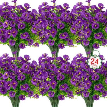 Imagem de Flores artificiais Ouddy Decor 24 pacotes para atividades ao ar livre