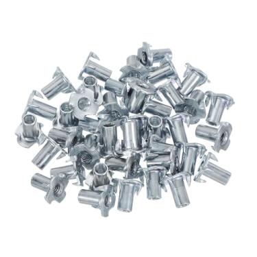 Imagem de PATIKIL Porcas em T M6, 40 peças de aço zincado com 4 pontas, porca cega de 16 mm de comprimento, quatro garras t porcas, inserções roscadas, ferragens para móveis de madeira, armários de escalada