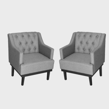 Imagem de Kit 02 Poltronas Decorativa Clássica Tecido Linho Cores Variadas - Ds Estofados