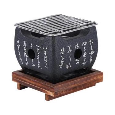 Imagem de Pequeno Mini Churrasqueira a Carvão Bandeja Fogão De Churrasco Domésti