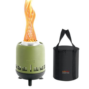 Imagem de ONLYFIRE OUTDOOR LIVING Lareira de mesa, lareira pequena portátil com bolsa de armazenamento para acampamento, trailer, pátio, quintal, fogão, 24 cm, FP055, verde