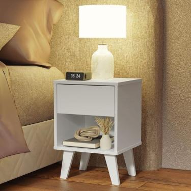 Imagem de Mesa De Cabeceira Branca Com 1 Gaveta 3235 Madesa Branco