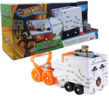 Imagem de HW Racerverse Minecraft Lançador Ghast e Carrinho do Steve - Mattel