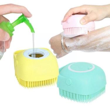 Imagem de Esponja Banho Silicone Dispense Massagem Escova Pet Shampoo - MEGALU D