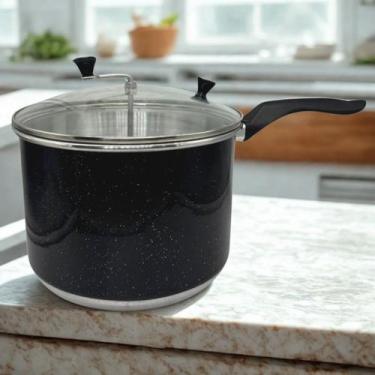 Imagem de Pipoqueira N20 Preto Liso Alumínio com Tampa de Vidro 4 Litros - Alumi