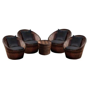 Imagem de Conjunto De Poltronas Bola 4 Poltronas + 1 Mesa Centro Preto