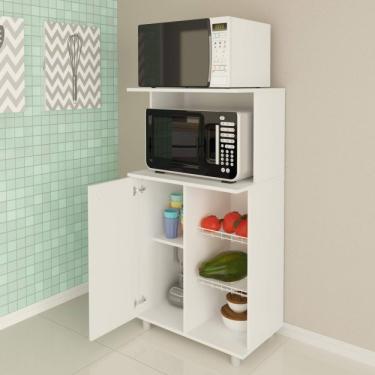 Imagem de Balcão Fruteira 1 Porta 2 Aramados e Prateleira Bf3207 Tecno Mobili Branco