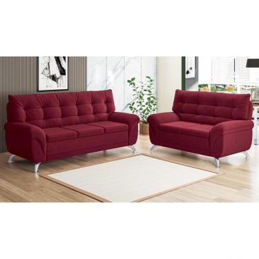 Imagem de Sofá 3 E 2 Lugares Arezzo Em Suede Linoforte Vermelho