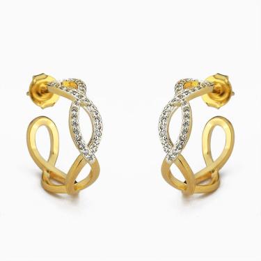 Imagem de Brinco Argola Infinito Cravejado Zircônia Banhado A Ouro 18k