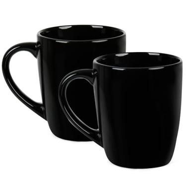 Imagem de BYCNZB Caneca de café de cerâmica extra grande de 765 g, canecas de café jumbo, xícaras de chá grandes com uma alça grande para escritório e casa, conjunto de 2 (preta)