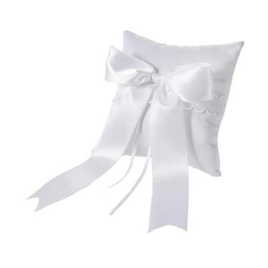 Imagem de Nishiyuenyi Almofada para porta-alianças, almofada macia e romântica para alianças de casamento, lembrancinhas para festa, pedido de casamento, música, bar, café