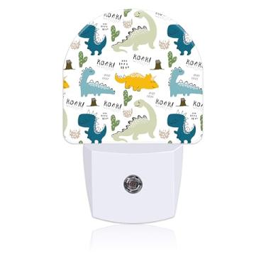 Imagem de Uiaoiais Luz Noturna Para Crianças, Meninas E Meninos, Dinossauro Fofo, Led, Plug-In Na Parede, Com Sensor De Anoitecer Ao Amanhecer, Decoração Quarto, Corredor, Cozinha, Banheiro, Berçário, Escadas