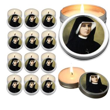 Imagem de 10 Velas Aromaticas Lembrancinhas Santa Faustina na Latinha Decoração 