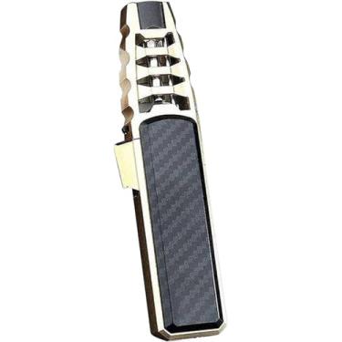 Imagem de moobee Isqueiro Maçarico De Butano, Jato Turbina Reto Chama Azul À Prova Vento, Recarregável Para Cozinha Com Trava Segurança Churrasco E Cozimento (Gás Não Incluso) (Dourado)