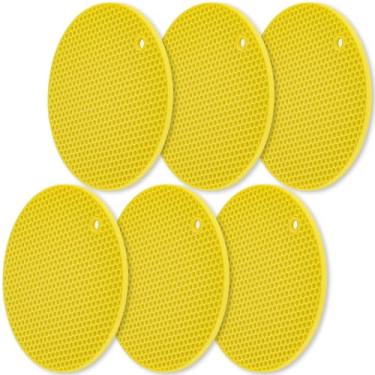 Imagem de homEdge Tapete De Silicone Para Panelas, 6 Unidades, Multiuso, Antiderrapante, Resistente Ao Calor, Amarelo