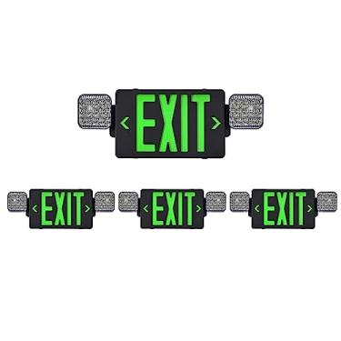 Imagem de GZRUIYANG Placa De Saída Emergência Preta Com Luzes Verdes, Luz Led, Bateria Reserva, Certificação Ul 924, Ca 120/277 V, Combinação Comercial Para Empresas - Pacote 4