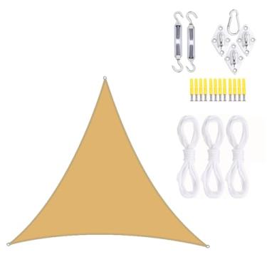 Imagem de TBATM Parabrisas de Sol ao ar Livre 2.4x2.4x2.4m Triângulo Sol Parabrisa Vela, Uv Bloqueador Parabrisa Vela com Kit de Fixação e Cordas Livres, Impermeável, para Pátio Jardim Piscina,Khaki