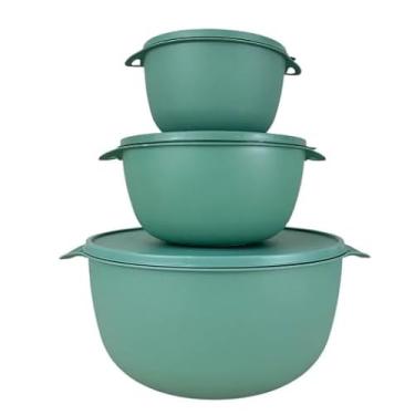 Imagem de Kit Potes Plásticos Redondos 3 unidades BOWL Marmitas, Vasilhas, Tapoer 2800ml, 1 Litro e 500ML (VERDE)