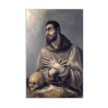 Imagem de Impressão de pintura famosa arte de parede São Francisco de Assis arte em tela pintura a óleo pôster imagem pano de fundo decoração de parede decoração de casa 65 x 40 cm (26 x 16 polegadas
