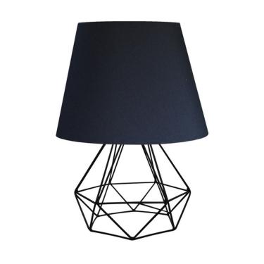 Imagem de Abajur De Mesa Aramado Diamante Preto Cúpula Algodão