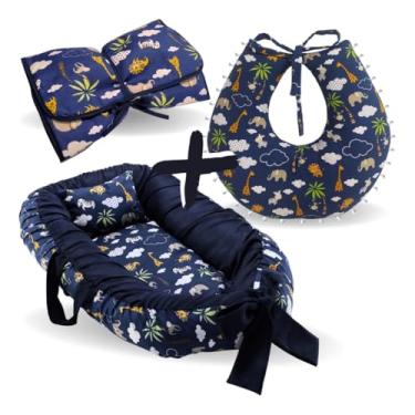 Imagem de Kit Ninho Redutor para Berço + Almofada de Amamentação + Trocador Portátil com Porta Fralda – Enxoval Bebê Completo