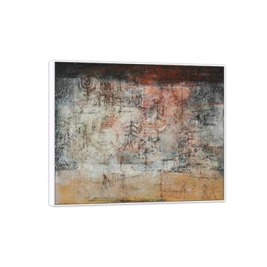 Imagem de MUHJDYC Zao Wou-ki Pintura famosa abstrata - imagem de arte em tela - arte de parede para sala de estar - reprodução de impressões (Cidade de pérola) moldura branca 20x25cm-8x10in