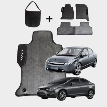 Imagem de Jogo Tapete Automotivo Personalizado Borracha Brinde Lixeira (NEW CIVIC 2007 2008 2009 2010 2011 2012 2013 2014 2015)