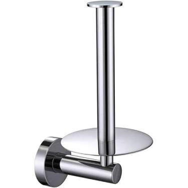 Imagem de Suporte De Papel Higiênico Vertical, Suporte De Papel Higiênico Vertical De Aço Inoxidável 304, Suporte De Rolo Tp Com Placa Redonda, Organizador De Rolo De Tecido De Sala Montado Na Parede