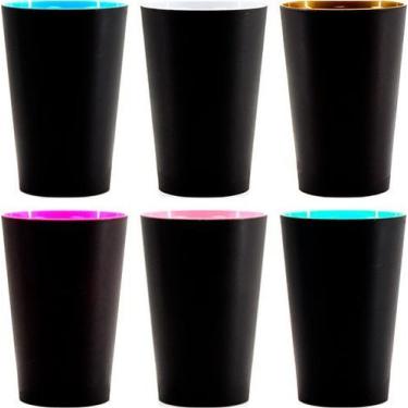 Imagem de 6 Copo de Festa Rígido Twister Preto Fosco - AAZ, Sortido