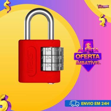 Imagem de Cadeado segurança Stam original com Segredo 25mm Vermelho