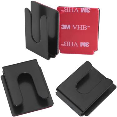 Imagem de LUORNG Suporte universal para rádio de carro, walkie-talkie, 3 peças, com adesivo traseiro, suporte de clipe de microfone, clipe de microfone, pingente de armazenamento de metal, 3,6 x 3 x 1 cm para