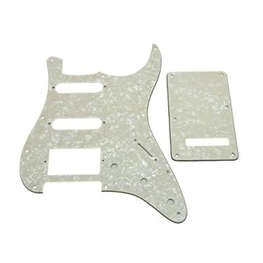 Imagem de KAISH 11 furos ST/Strat Style Pickguard HSS Pick Guard com placa traseira ST Tremolo Trem Capa para Stratocaster/Strat Feito nos EUA/México Pérola envelhecida