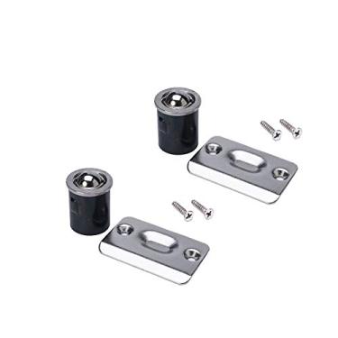 Imagem de 2 pacotes de armário de porta de armário de aço inoxidável ajustável com placa de ataque travas de mola drive-in acabamento de manchas escovado ferragem de captura de bola à prova de ferrugem para