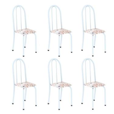 Imagem de Kit 6 Cadeiras Tubular 96x36x41 Cm Iris B Botanic Bege / Branco - Soma