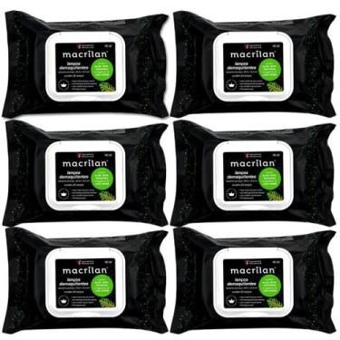 Imagem de Kit 6 Pacotes Lenços Demaquilantes Macrilan RE-02 Limpeza Fácil Pele e
