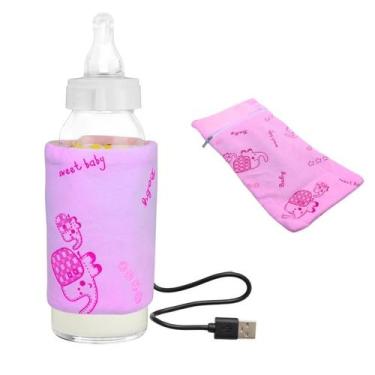 Imagem de Aquecedor De Mamadeira Com Cabo USB Leite Bebê Azul E Rosa Portátil Pa