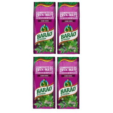 Imagem de 4 Erva Mate Chimarrão BARÃO CHÁS COMPOSTA FUNCHO 500g - Barão de Coteg