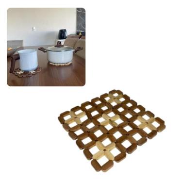 Imagem de Descanso de Panela de Bambu Apoio 4 Peças Marrom - RT