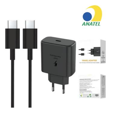 Imagem de Fonte Turbo USB-C Carregamento Rápido Celular Preto Parede