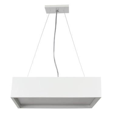 Imagem de Lustre Pendente Quadrado em Madeira - Luminária de Uso Residencial ou Comercial - Sala de Estar, Sala de Jantar, Quartos, Hall de Entrada, Varandas, Escritórios, Bares, Restaurantes. (Branco, 25cm)
