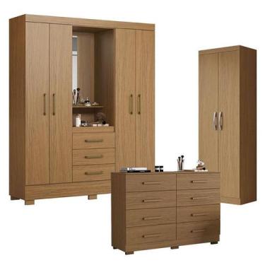 Imagem de Guarda Roupa Solteiro Paris 2045150 com Armário Multiuso 2000192 e Côm