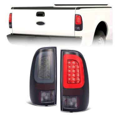 Imagem de HECASA Par de luz traseira de LED compatível com Ford F150 Heritage F250 F350 F450 F550 Super Duty Truck Substituição para FO2801117 FO2800117 Lâmpada traseira traseira com tubo de LED, lente fumê