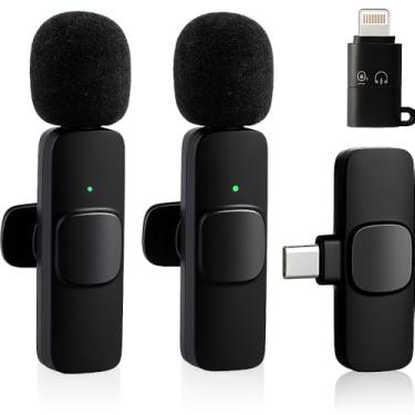 Imagem de Microfone de Lapela Sem Fio Bluetooth, Kit 2 Microfonones, Abafamento de Ruído Até 10 Horas Tempo de Trabalho Compatível com Camera, iPhone, Android, PC, Android e USB-C - Premium