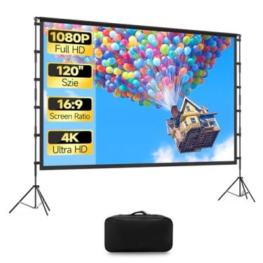 Imagem de KSAN Tela De Projeção De 120 Polegadas Com Suporte, 16:9 Dobrável Anti-Vinco, Tela De Projetor Portátil De Filme Com Bolsa De Transporte Para Home Theater Interno E Externo, Escritório, Sala De Aula