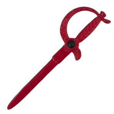 Imagem de Espada Vermelha 17 cm em Metal Com Pedra Preta