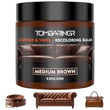 Imagem de Bálsamo de recoloração de couro – Kit de reparo para móveis para assentos de carro reparo de sapatos de couro para restaurador de cor de sofá arranhado e desbotado - marrom médio