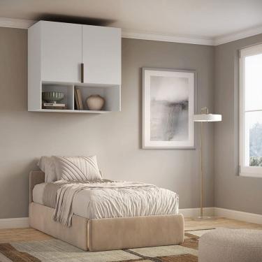 Imagem de Módulo Aéreo para Cama de Solteiro Mdf Clean Altezza Branco