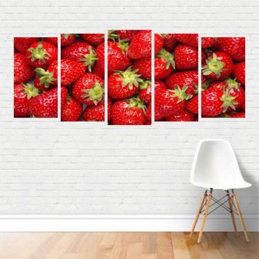 Imagem de Quadro Alimentos Comida Morangos Frutas Strawberry Tela Canv